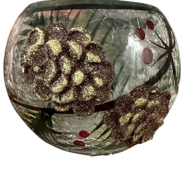 Vintage 3D Pinecone Crackle Glass TeaLight Votive Candle Holders. - Picture 6 of 9